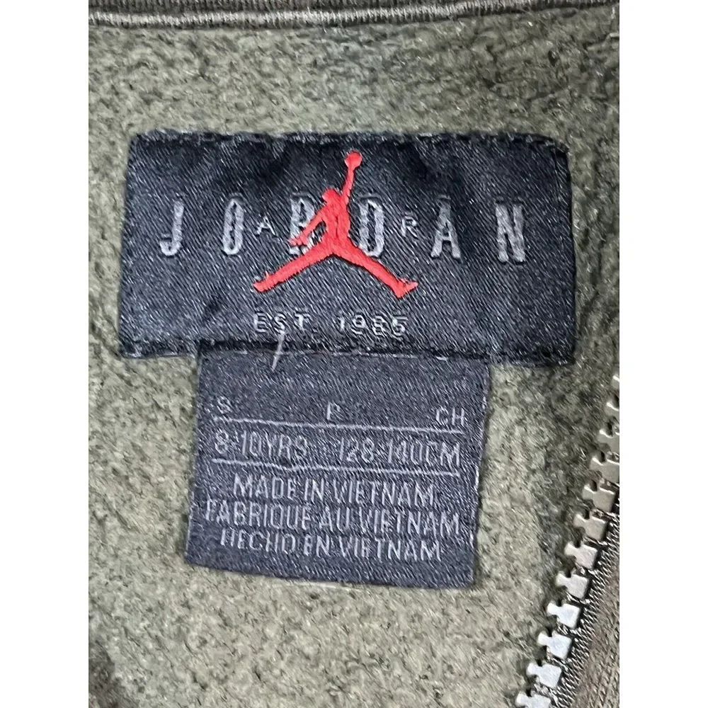Nike Jordan Olive Green/Black Hoodie Youth Small Hooded Sweatshirt‎ Full Zip Up